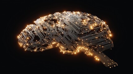 Abstract glowing brain network of neurons with connections on a