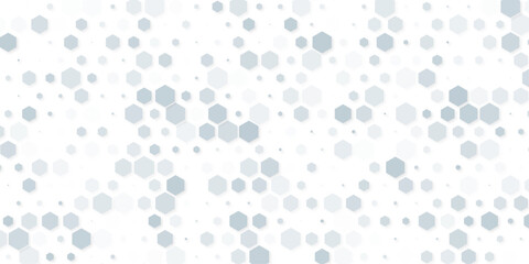 Seamless Abstract Gray Hexagon Pattern Vector Design on a Clean White Background for Modern Geometric Textures, Wallpapers, and Digital Graphics.