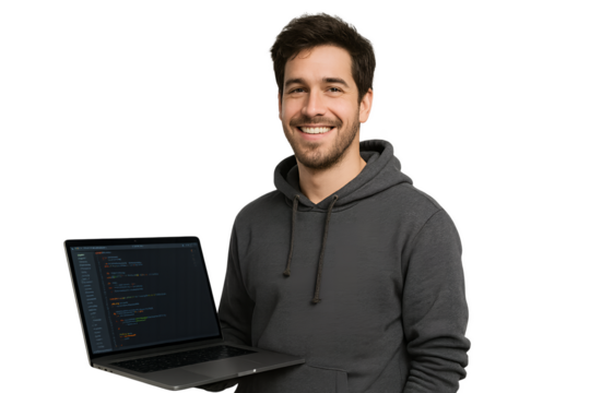 young man working on laptop