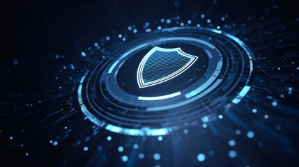 Futuristic digital shield protecting data securely in cyber space technology