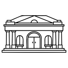 Neoclassical building architecture line drawing