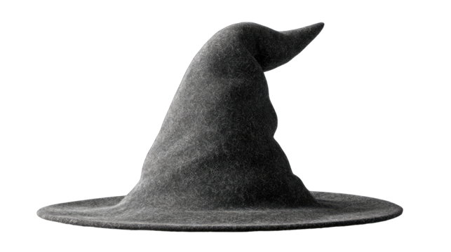 A grayscale witch's hat