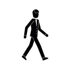Silhouette of a man in suit walking, professional, stylized illustration