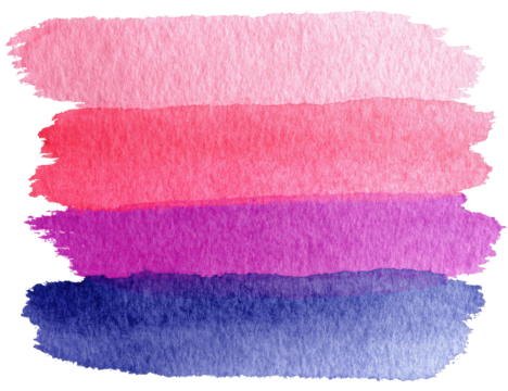Abstract watercolor stripe design in shades of pink, red, purple, and blue