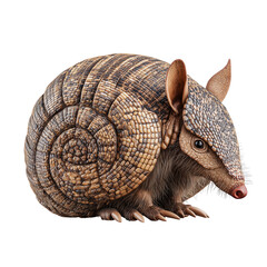 Realistic armadillo curled defensively showing intricate shell pattern and texture detailed portrait