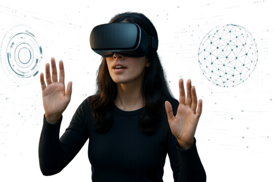 young woman with VR box