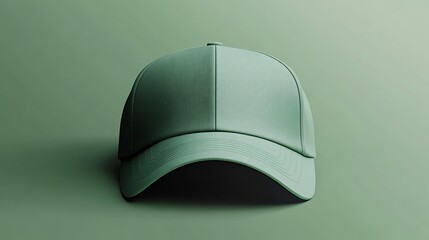 A realistic sports cap clip mockup with a branded logo on a green background