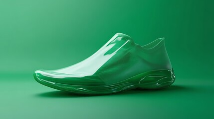 A mockup of a branded travel shoe cover on a green background