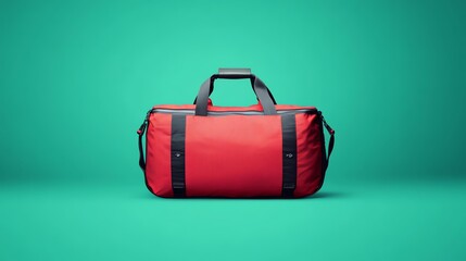 A mockup of a branded sports gear bag on a green background