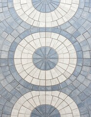 Naklejka premium Circular patterned floor tiles in blue and white hues