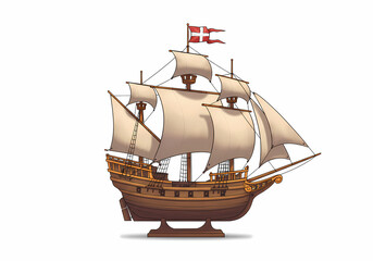Naklejka premium Vintage Sailing Ship: A Detailed Illustration