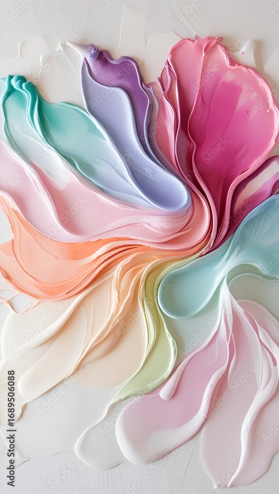 Poster layered watercolor composition paints pooling together in soft gradients, creating an organic, flowi