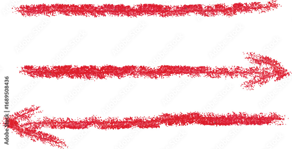 Poster three textured red crayon arrows pointing in different directions on a white background