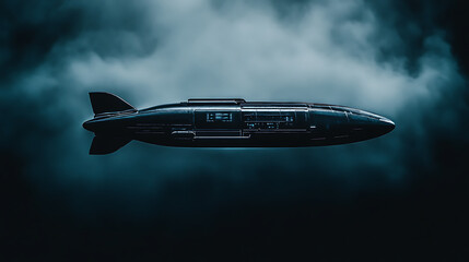 Steampunk Airship Hovering in a Stormy Sky