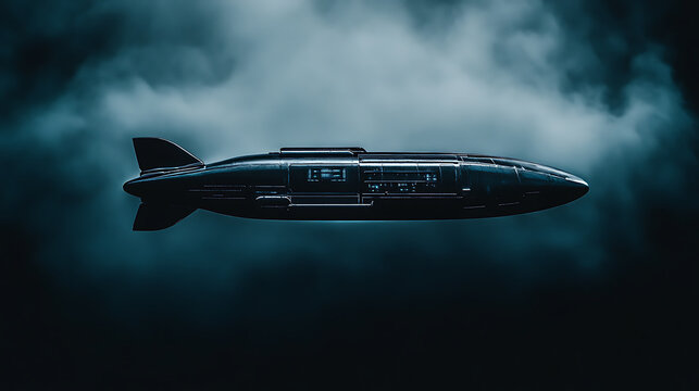 Steampunk Airship Hovering in a Stormy Sky