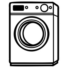 Black and white line drawing of washing machine front view