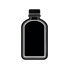 Isolated black syrup bottle with blank space, suitable for medicine or cosmetics