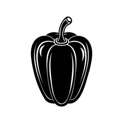 Monochrome bell pepper illustration with bold lines and white contrast for emphasis
