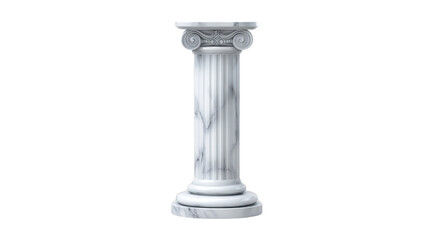 Marble column classical architecture white stone fluted shaft ancient Greek style elegant pedestal isolated on transparent background decorative historical vertical structure