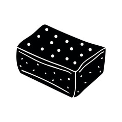 Stylized black sponge with white spots, vector illustration for cleaning tasks