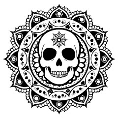 Skull Mandala Design – Gothic Halloween Skull Art for Tattoos, Crafts, and Spiritual Decor