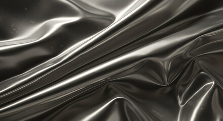 Fototapeta premium Shimmering metallic foil texture in silver tones, abstract close-up
