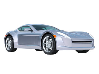 Obraz premium Silver sports car modern coupe aerodynamic design low profile luxury vehicle shiny metallic finish fast automobile sleek body powerful engine stylish exterior