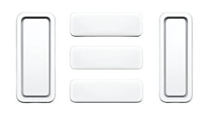 Obraz premium Rectangular white button set glossy surface isolated on transparent background modern minimal design suitable for user interface web or app elements clean and simple style