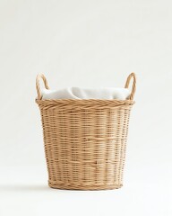 laundry basket product mockup on white background, clean minimal studio lighting, realistic, high resolution