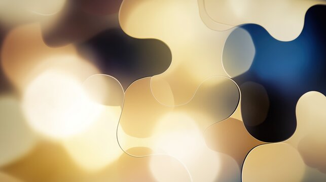 Abstract teamwork concept featuring interlocking geometric shapes in a minimalist composition with soft lighting.