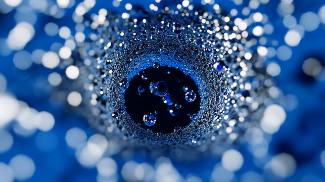 Macro View of Bubbles in Blue Liquid - Powered by Adobe
