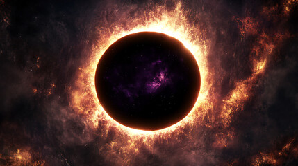 Obraz premium Eclipse of a Fiery Star: Cosmic Phenomenon in Space