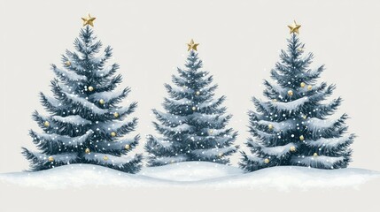 A snowy Christmas forest christmas trees festive.