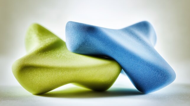 Abstract teamwork concept featuring interlocking geometric shapes in a minimalist composition with soft lighting.