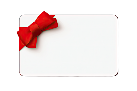 Gift card or certificate with a red bow