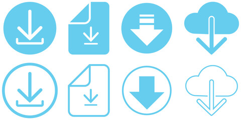Download icon set. Download and upload icon. Files download and upload icons symbol in line. Simple download icon set.  Download icon files. Software download icon . Web icon set . Icons collection.