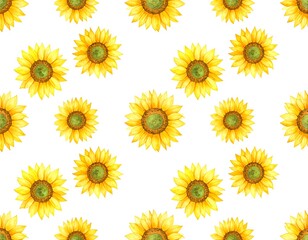 Watercolor sunflower pattern on white (1)