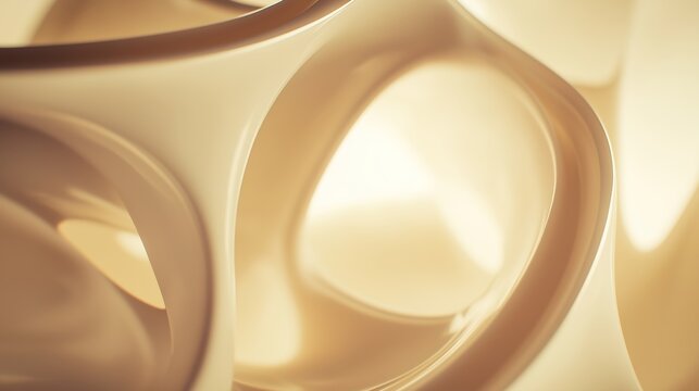 Abstract teamwork concept featuring interlocking geometric shapes in a minimalist composition with soft lighting.