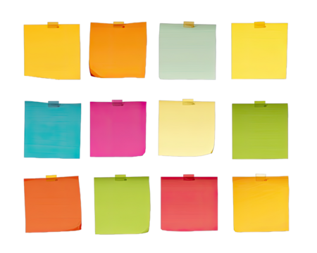 Array of colorful sticky notes