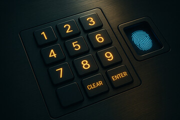 Secure Entering Method with Numeric Keypad and Fingerprint Scanner Display