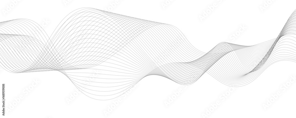 Aufkleber abstract gray wave lines vector illustration on white background – elegant flowing curve pattern for