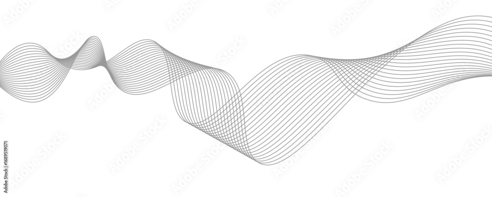 Poster abstract gray wave lines vector illustration on white background – elegant flowing curve pattern for