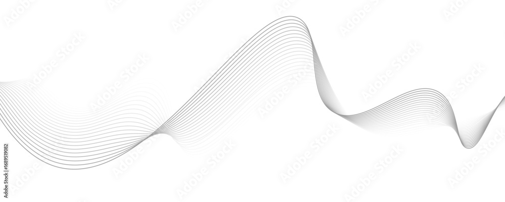 Poster abstract gray wave lines vector illustration on white background – elegant flowing curve pattern for