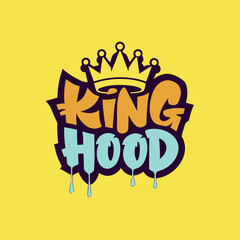 Graffiti style kinghood logo with dripping effect