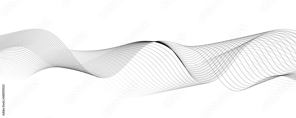Aufkleber abstract gray wave lines vector illustration on white background – elegant flowing curve pattern for