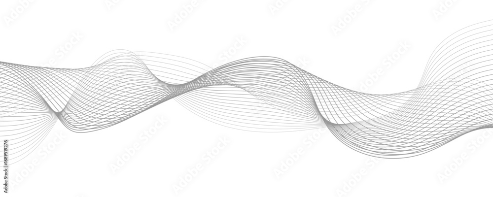 Poster abstract gray wave lines vector illustration on white background – elegant flowing curve pattern for