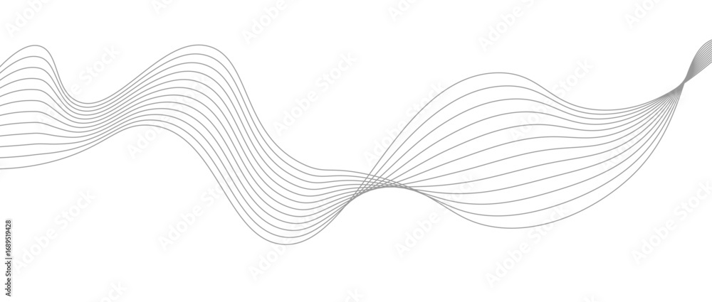 Poster abstract gray wave lines vector illustration on white background – elegant flowing curve pattern for