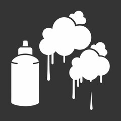 White dripping paint cloud icon with bottle