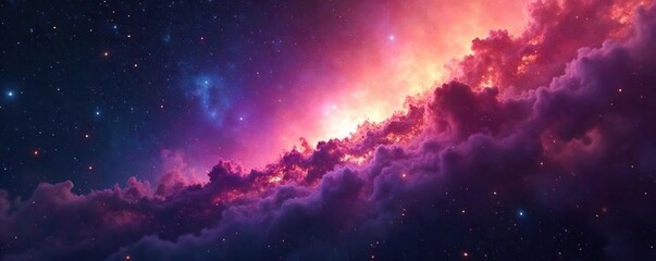 Cosmic dust and gas illuminated by distant starlight, creating a vibrant nebula Swirling colors and textures showcase the beauty of interstellar space , celestial, stellar