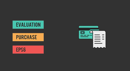 Payment Process With Credit Card And Receipt Icons On Dark Background